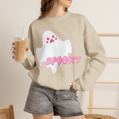Pink Kawaii Ghost spooky Sweatshirt | Halloween Cute Ghost Crewneck
