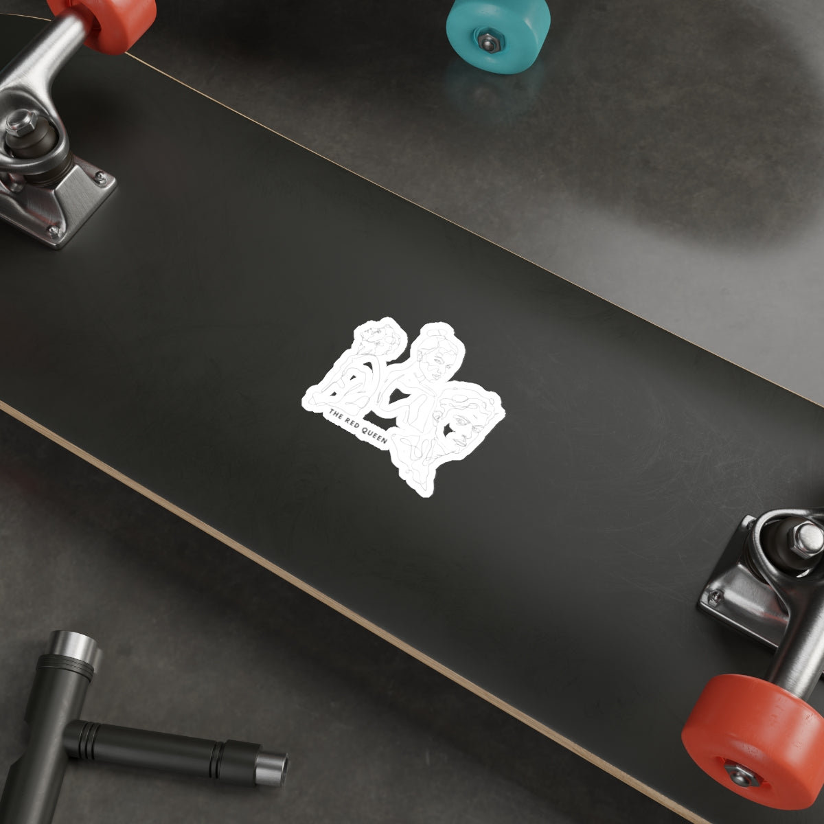 Die-Cut Sticker — Minimal Line Portraits "The Red Queen" (3 Faces)
