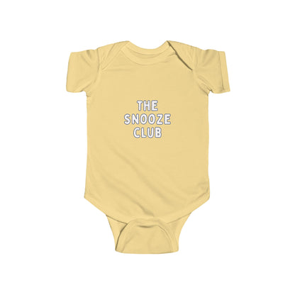 Infant Bodysuit — "The Snooze Club" Cute Baby Onesie, Soft Jersey Sleepwear