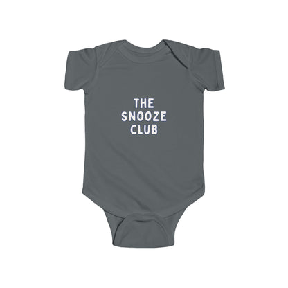 Infant Bodysuit — "The Snooze Club" Cute Baby Onesie, Soft Jersey Sleepwear