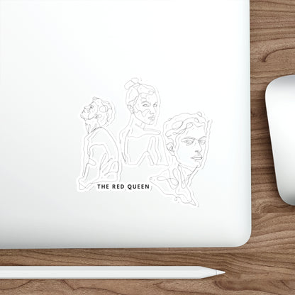 Die-Cut Sticker — Minimal Line Portraits "The Red Queen" (3 Faces)