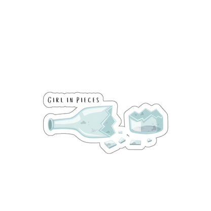 “Girl in Pieces” Broken Bottle Illustration (Emo/Goth Laptop Sticker)