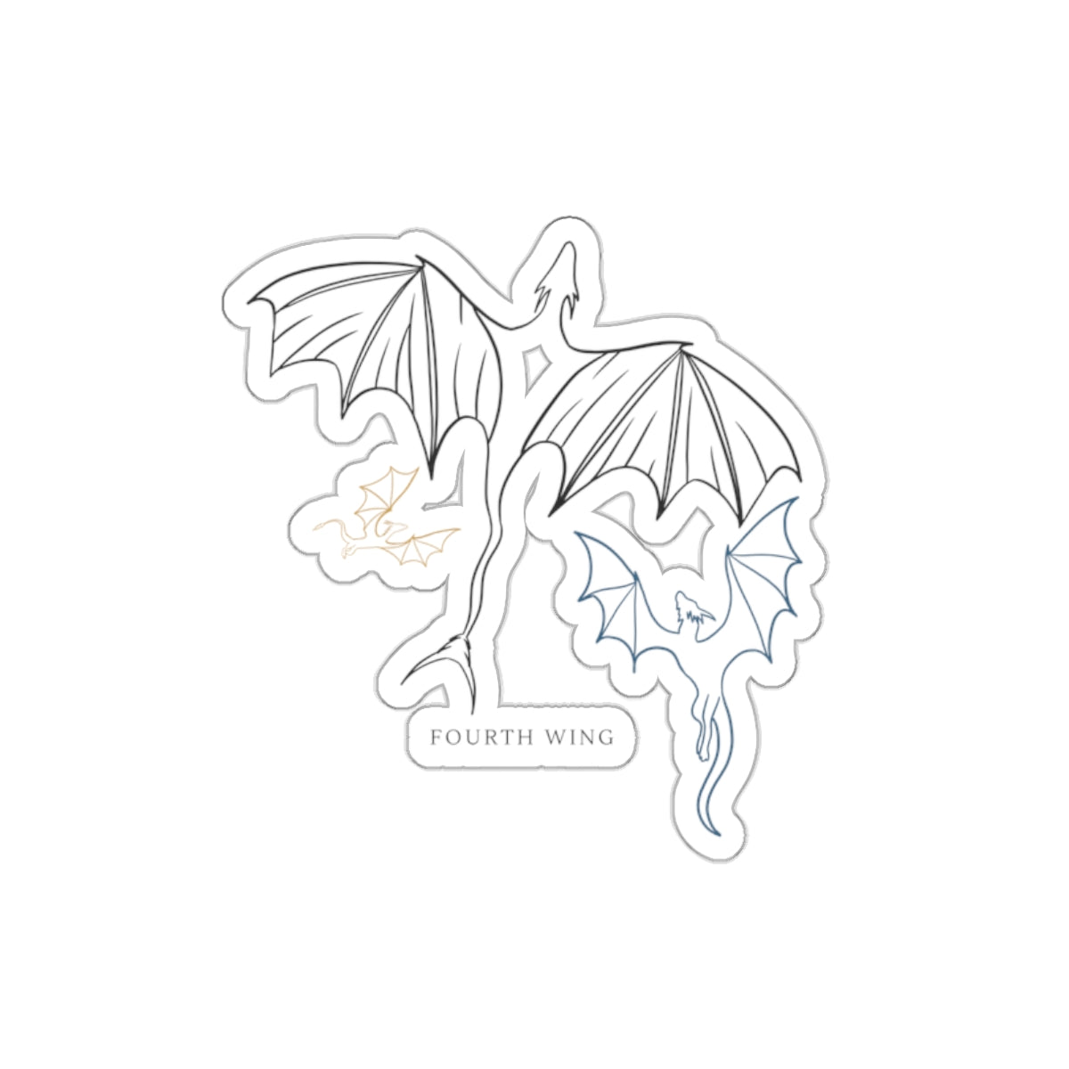 Dragon Wings Die-Cut Sticker — Fourth Wing Minimal Line Art Sticker