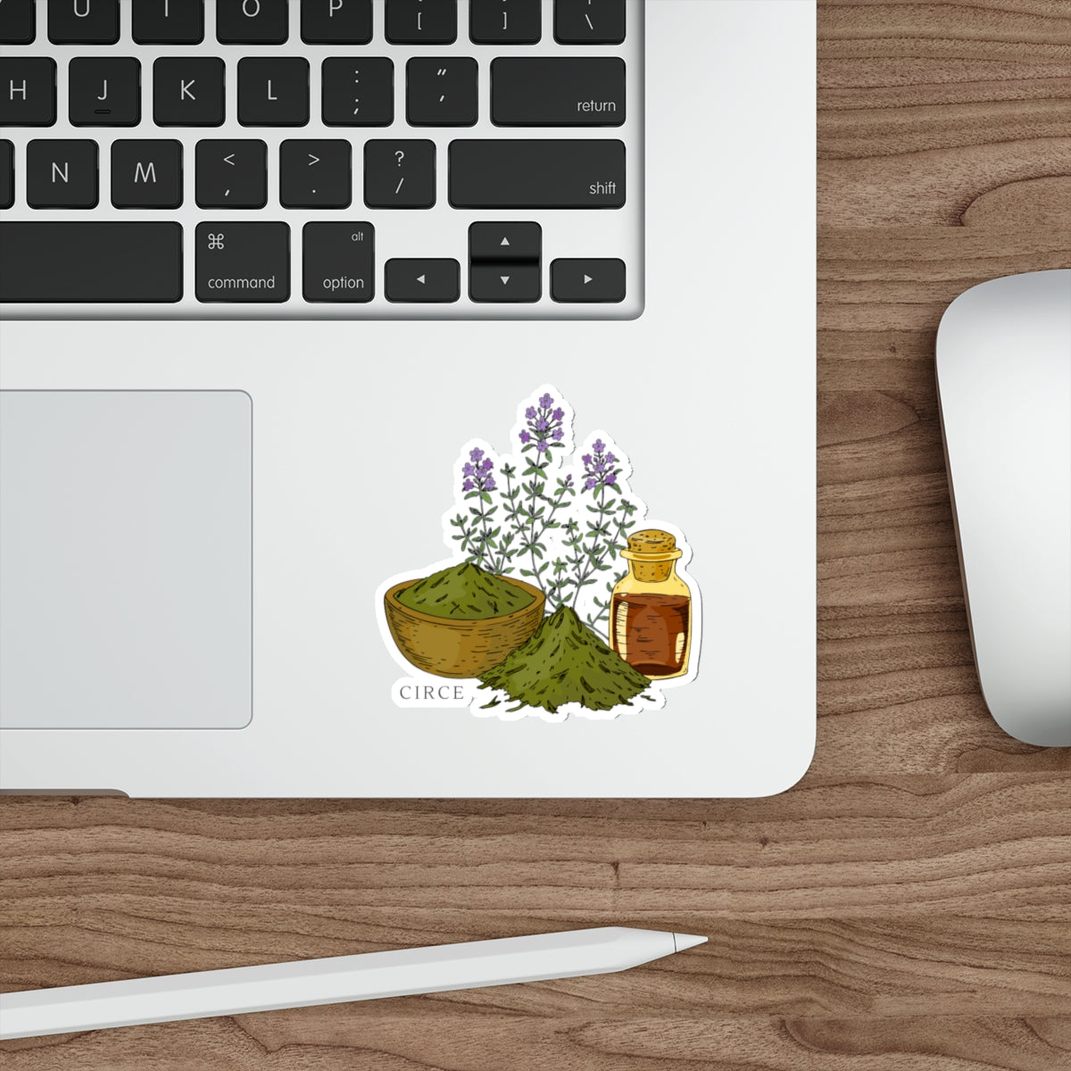 Herbal Apothecary Die-Cut Sticker — Lavender, Matcha & Tonic Bottle Illustration