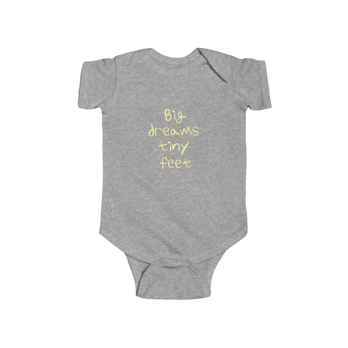 Baby Bodysuit - "Big Dreams Tiny Feet" Cute Infant One-Piece (Grey)