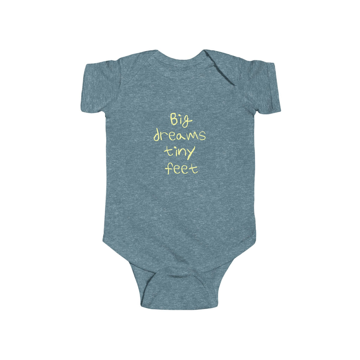 Baby Bodysuit - "Big Dreams Tiny Feet" Cute Infant One-Piece (Grey)