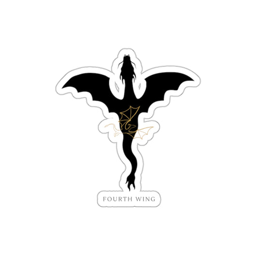 Fourth Wing Dragon Die-Cut Sticker — Black Silhouette Fantasy Vinyl Decal